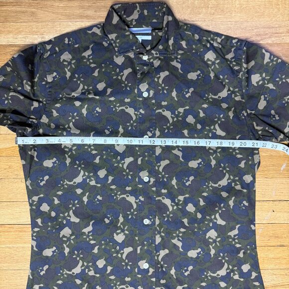 Ledbury Mens Camo Floral Pattern Long Sleeve Button Down Shirt Size 15.5 - Picture 6 of 8